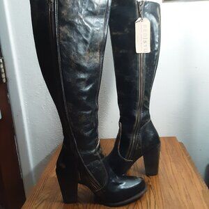 Bed Stu Leather Trigger Boots in Black Hand Wash